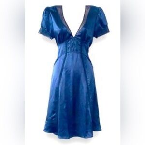 Marc Joseph Silver and Blue Dress